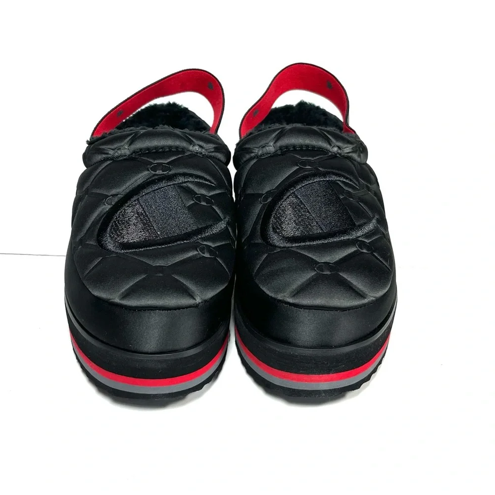 Champion Hot Stuff Platform Slippers Women’s Size 7 Lux‎ Black Slingback